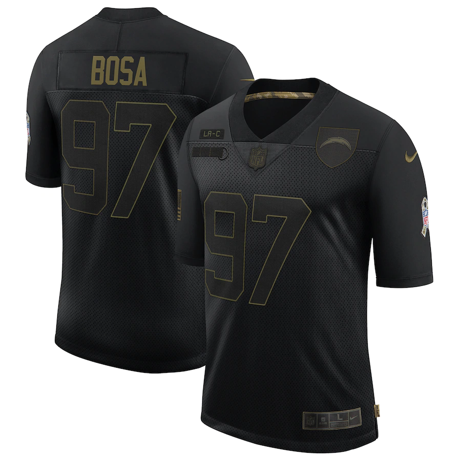 Men's Los Angeles Chargers #97 Joey Bosa 2020 Black Salute To Service Limited Stitched Jersey